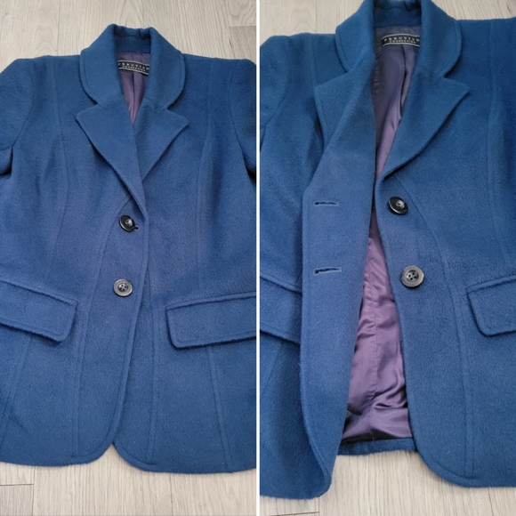 Peruvian Connection Baby Alpaca & Wool Blend Navy Blue & Purple Blazer, Women 4 - Picture 11 of 16